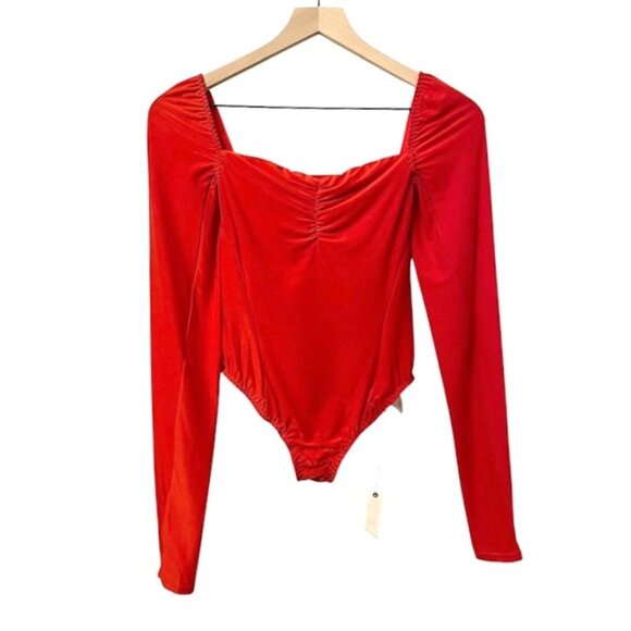 NWT We Are HAH Don't Be Square Long Sleeve Bodysuit Red Size XS - Picture 1 of 15
